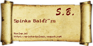 Spinka Balázs névjegykártya
